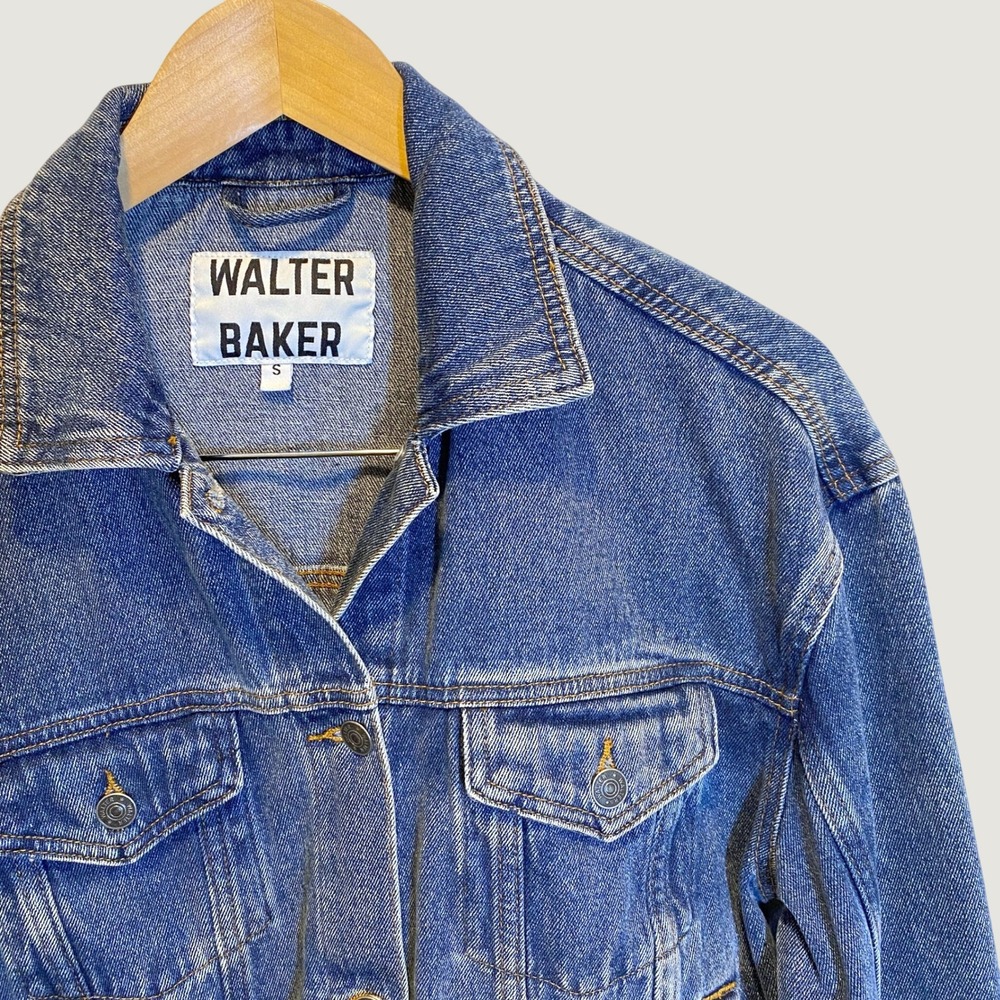 Walter Baker Denim Jacket Womens S Blue Excellent Trucker Medium Wash Button Up
